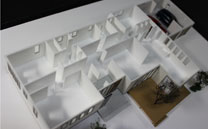 住宅模型 M邸 S:1/100 外部カラー;内部間取り白表現